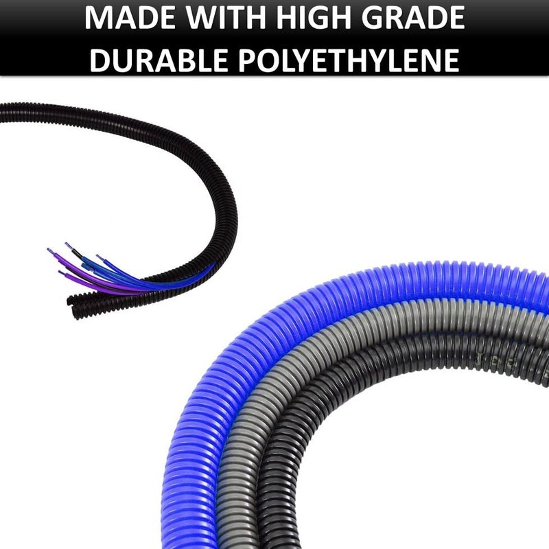 Kable Kontrol Split Wire Loom Tubing 1/2â€ Inch 10 Ft Long - Black Wire Conduit Cover for Cords - Corrugated Tubing and Protector for Automotive Wires â€“ Durable Polyethylene - Image 2